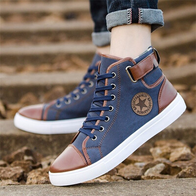 

Mens Casual Shoes 2018 Spring Autumn High Top Lace up Men Flat Shoes Zapatos Hombre Canvas Shoes Men Trainers sport running shoes