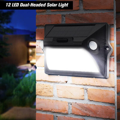 

1 Pack 12 LED Solar Light Dual-Headed Motion Sensor with Wide Lighting Area Outdoor Waterproof Security Night Light Wall Light wit
