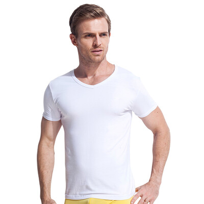 

Seven wolves men short sleeve T-shirt round neck cotton pure color cotton sweater 98713 white XXL