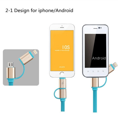 

Flexible Stretch 2 in 1 Data Sync Cable Compatible with IOS & Android High Speed Data Transfer Charging Cable With Stretch