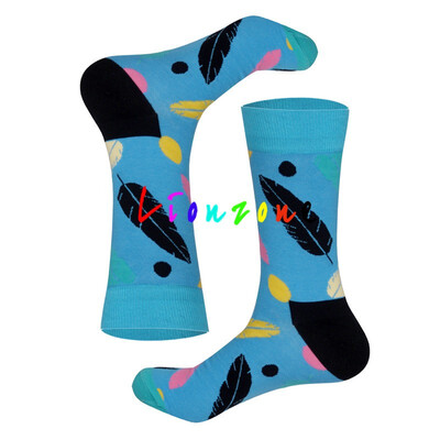 

LIONZONE 2018 Happy Socks Men Women Lovers Colorful Flower Leaf Robot Rabbit Style Combed Cotton Socks Hip-Hop Funny Gift