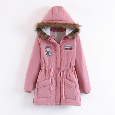 

Plus Size Thick Cotton Warm Jacket Womens Outwear Parkas Female Womens Winter Jacket Coat Fur Collar Hooded Coat