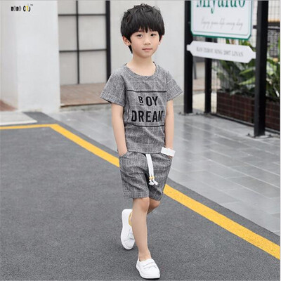 

School Boy Sets Summer Tops & Pants Casual Letter Short Sleeve Kids Sports Suit Child Clothes 5 6 7 8 9 10 11 12 13 14 Years