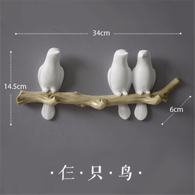 

European pastoral resin birds decoration frame crafts stereo birds hook porch door wall decorations coat hook key holder