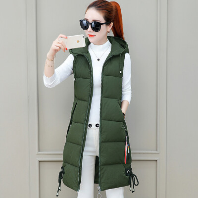 

Yu Zhaolin 2018 autumn&winter new Korean fashion large size down cotton vest casual long section wild sleeveless cotton vest female YWMJ188502 green