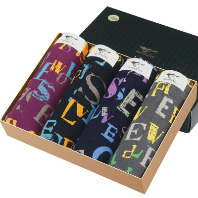 

Seven wolves men &39s underwear pure cotton flat pants sexy printing men&39 s four - leggings 4 boxed L