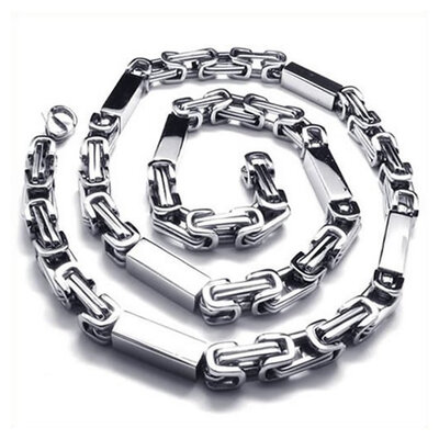 

Hpolw NEW Hot Brand simple geometric designs Vintage Jewelry Mens Silve Plated Stainless Steel Necklace Link Chain