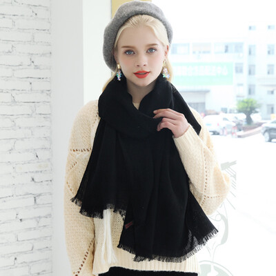 

One meter painted yarn yimihuasha wool scarf female winter solid color long paragraph shawl bib dual-use big red scarf black