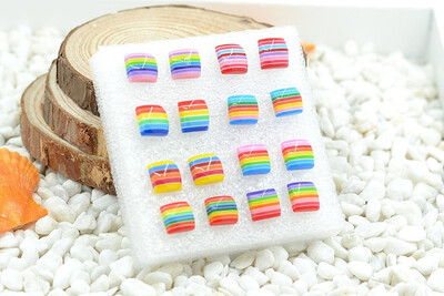 

Square rainbow Candy color Earrings 8 pair