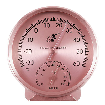 

Telford DF thermometer hygrometer desktop wall mount thermometer&hygrometer home high precision free battery metal material DF3-rose gold