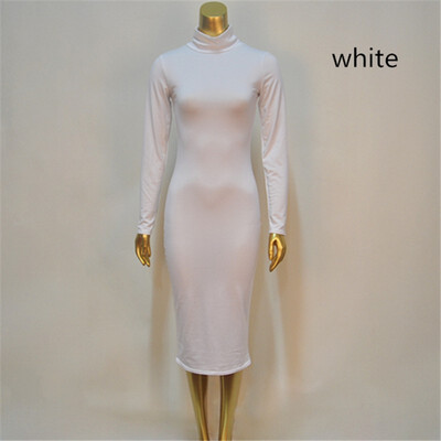 

Fashion Womens Bandage Dress Long Sleeve Sexy Nightclub Solid Color Dress Bottoming skirt