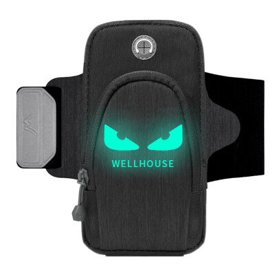 

WELLHOUSE mobile arm bag male running arm bag female sports fitness riding split-type night light mobile phone bag monster eye