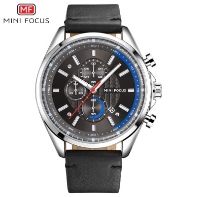 

MINI FOCUS Fashion Leather Strap Sport Men Quartz Watch MF0080G