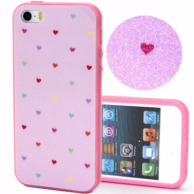 

2 in 1 for iPhone 5 5S Retro Soft Silicone Bling Glitter Flower Cake Leaf Printed Back Skin+Bumper Frame Apple iPhone 5 5S