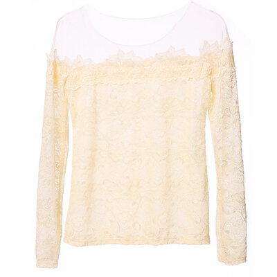 

Stylish Lady Womens New Fashion Long Sleeve Slash Neck Sexy Lace Tops Blouse