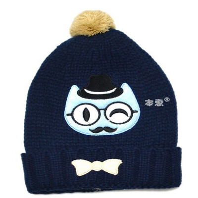 

Buebos Ninos 2015 Autumn Winter New Baby Hat Super Cute Cartoon Gentleman Cashmere Children Kids Knitted Hat