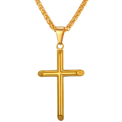 

U7 Cross Necklace Men Jewelry Stainless Steel 18K Gold Plated Religious Christian Jewelry Cross Necklaces & Pendants 2016