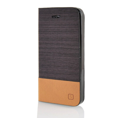 

MOONCASE Canvas Design Leather Side Flip Wallet Pouch Stand Shell Back Case Cover for Apple iPhone 5 / 5S Coffee