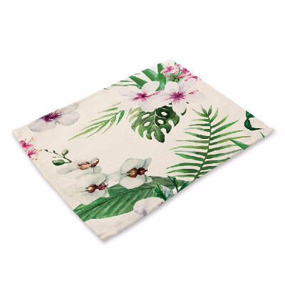 

Plant Printed Polyester Placemat Heat resistant Stain resistant Anti slip Table Mat Bowl Coaster Dining Tableware Pad for Dining T