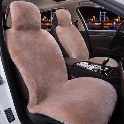 

2 PCS Australian Pure Sheepskin Fur Seat CoverSuper Warm Universal Car Seat Cover1 Pair Wool Car Seat Covers Cushion WSCP02