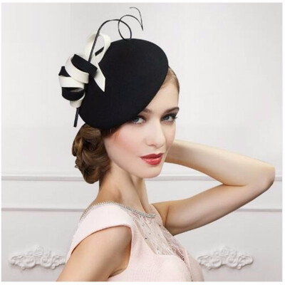 

Lady new arrival fashion hats women England bowler hat short eaves female 100 wool hat wedding cap church hat B-1277
