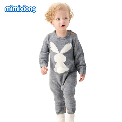 

Cute Animal Rabbit Toddler Girls Bunny Romper Baby Jumpsuits For Newborn In Winter Infant Kids Knitted Overalls Autumn Outerwear