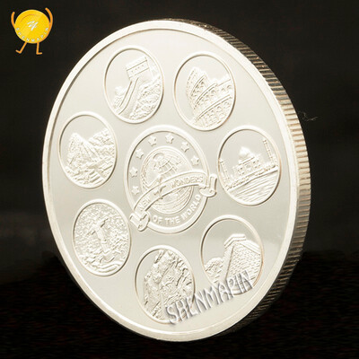 

World cultural architecture goldsilver plated commemorative coin new seven wonders architecture challenge coins art collectibles