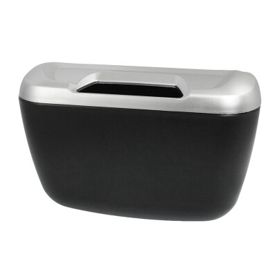 

UpperX SD-1601 Black Silver Tone Plastic Compact Trash Can Garbage Bin for Car Auto