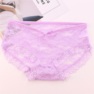 

4pcs Girls Low Waist Lace Sexy Underpants Hollow Underwear Cute Womens Lace Briefs Panties Triangularpant