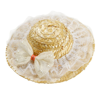 

LesKeep Summer Dog Cat Straw Hawaiian hats Funny Pet Products sun Caps outdoor for small dogs cats