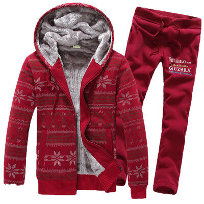 

Zogaa Autumn And Winter Mens Suit Christmas Snowflake Add Wool Thick Couple