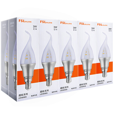 

Jingdong Supermarket Foshan Lighting FSL LED wax tail bubble crystal lamp energy saving light bulb E14 small mouth warm white light 2700K 3W pull tail bubble Hyun gold 10 loaded