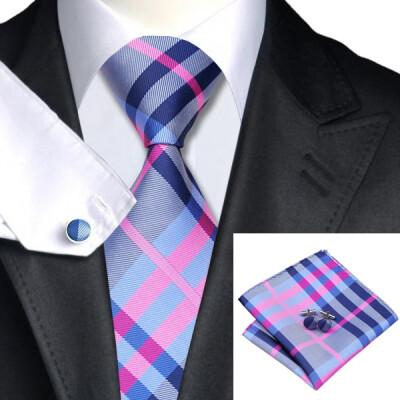 

Hot selling Vogue Men Silk Tie Set High Quality 100% Silk Necktie Handkerchief Cufflinks Set for Formal Wedding Business wholesale Free Shipping