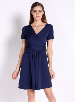 

New Elegant Womens Dress V Neck Short Sleeve Knee Lenght Tunic