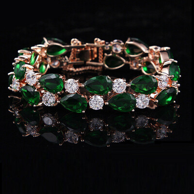 

Aiyaya Royal Design SparShine Bracelets&Bangles New Design Colorful AAA Zircon Bracelet 18K Rose Gold Plated Women