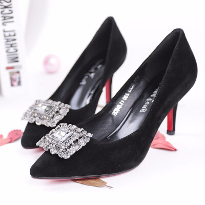 

SHUANGFENG Thin Heels Ladies Shoes 2018 New Sexy High Heels Women Shoes Fashion Crystal Genuine Leather Female Party Shoes