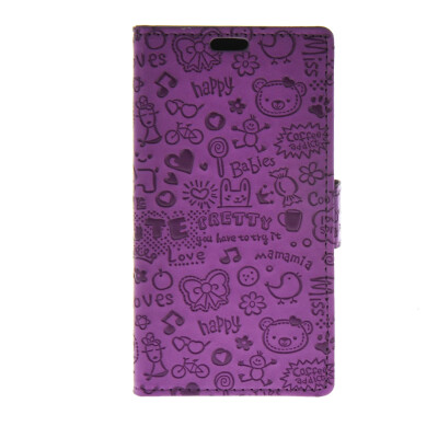 

MOONCASE Cute Little Witch Leather Side Flip Wallet Card Holder Stand Pouch ЧЕХОЛ ДЛЯ Huawei Ascend Y635 Purple