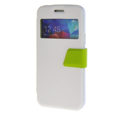 

MOONCASE Side Flip Hard board Slim Leather Bracket Window Case Cover for Samsung Galaxy S5 Mini White