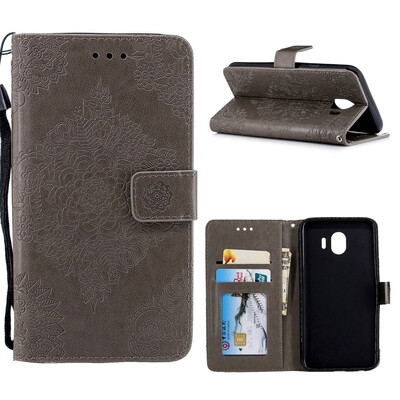 

MOONCASE Samsung Galaxy J6 blue&white porcelain embossed leather case - gray