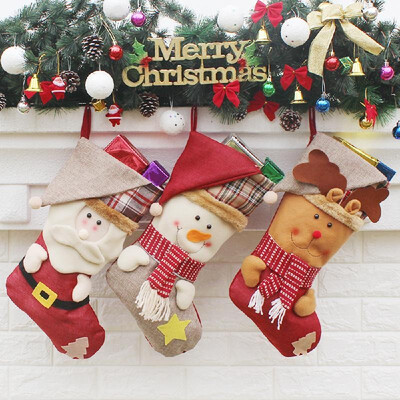 

3pcsset Christmas Hanging Stockings Santa Snowman Reindeer Gift Candy Bags Christmas Decoartions Ornaments