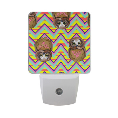 

ALAZA LED Night Light With Smart Dusk To Dawn SensorOwl Vintage Style Yellow Background Plug In Night Light