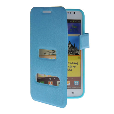 

MOONCASE View Window Leather Side Flip Pouch Hard board Shell Back чехол для Samsung Galaxy Note I9220 Blue