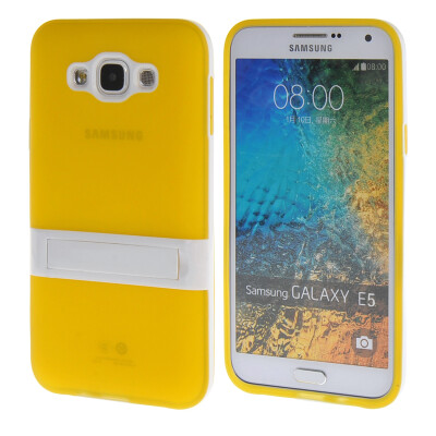 

MOONCASE Galsxy E5 Case Jelly color Silicone Gel TPU Skin Slim With Stand Back Case Cover for Samsung Galsxy E5 Yellow