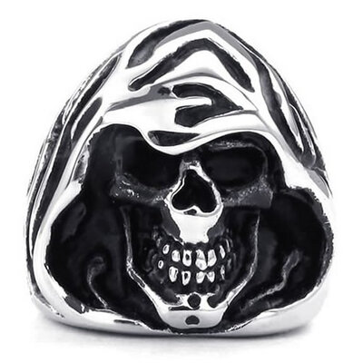 

Hpolw Mens 316L Stainless Steel Rings Skull Punk Style Gothic Casted Cool Hell Death Skull Biker Ring Quality guarantee colo