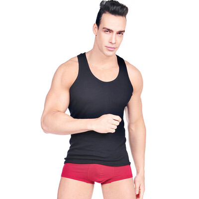 

Langsha Men Vest Stretch Solid Color Sports Casual Fashion Fashion Thread Cotton Vest Black 180