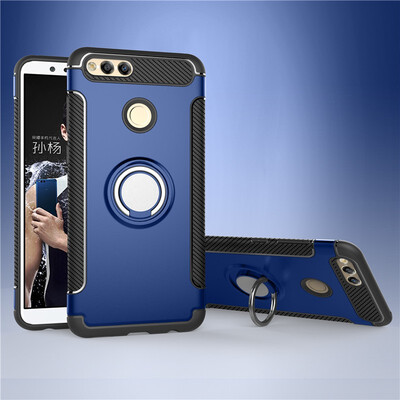 

Fecoprior Back Cover For Huawei Honor 7X Honor7X Case Car Holder Stand Hard PC Silicon Ring Suction Bracket Celulars