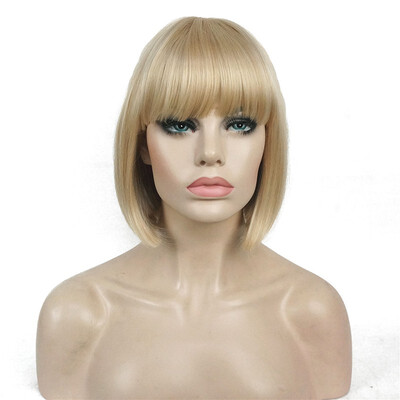 

StrongBeauty Short Bob Wig Point Part Bangs Full synthetic Wigs COLOUR CHOICES