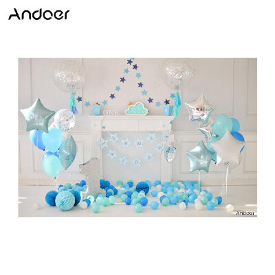 

Andoer 21 15m7 5ft First Birthday Backdrop Balloon Cake Windows Fireplace Photography Background Baby Boy Kids Photo Studio