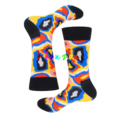 

LIONZONE 2018 Happy Socks Men Women Lovers Color Flower Totem Polka Dot Style Combed Cotton Socks Hip-Hop Socks Funny Gift