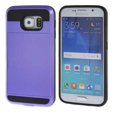 

MOONCASE ЧЕХОЛ ДЛЯ Samsung Galaxy S6 Soft Silicone Gel TPU Skin With Card Holder Protective Purple
